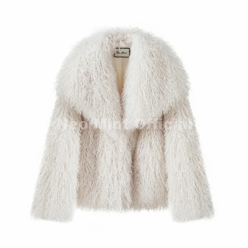 Neo Mint 2025 Winter Lulicore Fashion Brown Faux Fur Coat Women Chic Autumn Warm Fluffy Sheep Fur Jacket Big Fur Collar Overcoat LadyShow.Store
