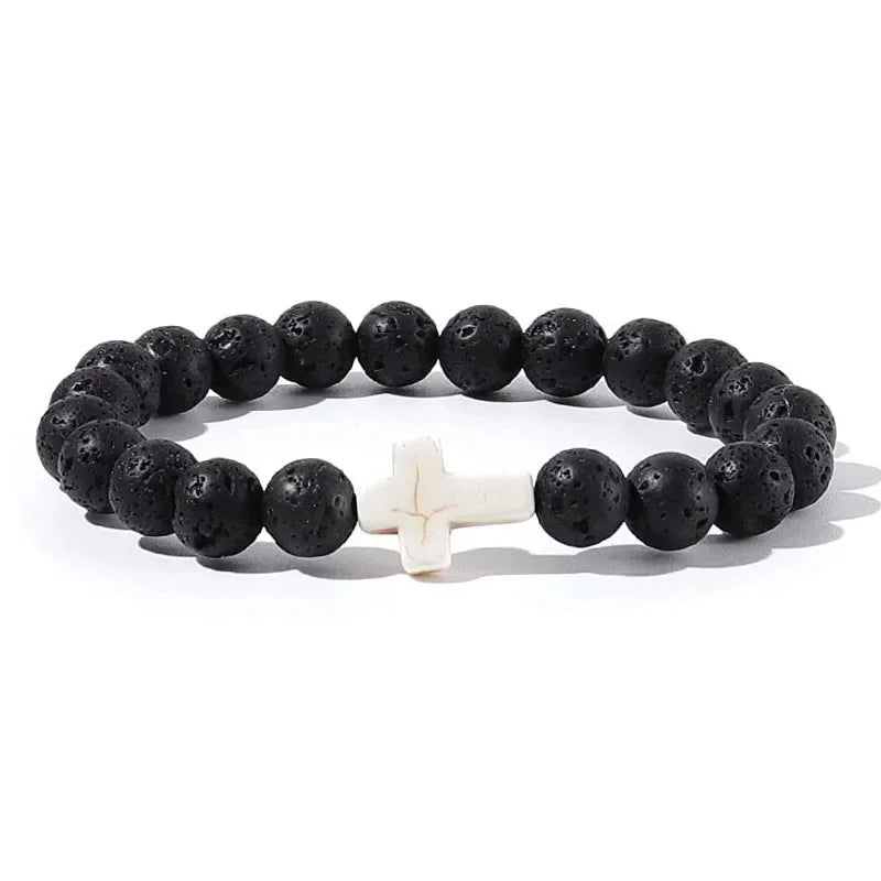 Prayer Men Natural Stone Wood Beads Rosary Hematite Cross Bracelets Onyx Meditation Bracelet Women Yoga Jewelry Homme Pulsera Pi-Mart