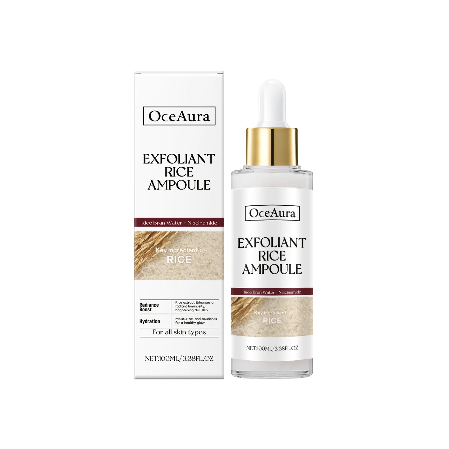 Rice Serum for Face Hydrating Brighten Skin Repair Smooth Facial Essence Gentle Exfoliation Remove Blackheads Collagen Ampoules Pi-Mart