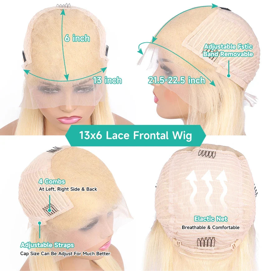 613 HD Lace Frontal Wig 13x6 Straight Human Hair Wigs Blonde Human Lace Front Wig 200% Density 36 inch Lace Front Human Hair Wig LadyShow.Store