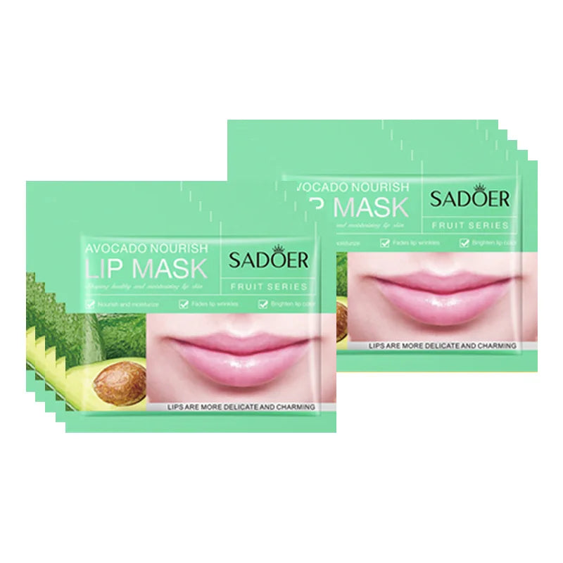 10pcs SADOER Fruits Moisturizing Lip Mask Lips Skin Care Nourishing Hydrating Crystal Collagen Gel Lip Patches Lips Plumper LadyShow.Store