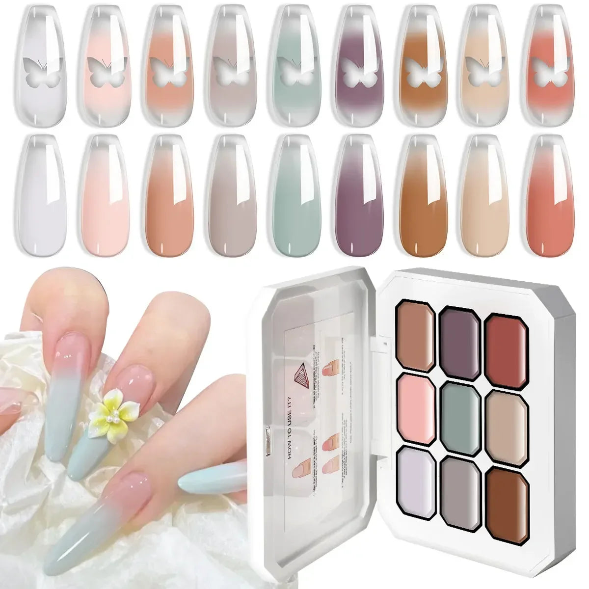 LIMEGIRL 7in1 Nail Gradient Painting Gel Long-lasting Nail Gel Polish Hybrid Color Nail Art Design High Texture Gradient Gel Tri Light Beauty