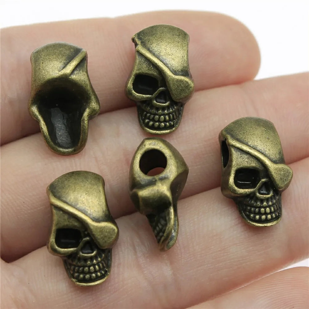 10pcs Skull Beads Beard Loose Beads Spacer Beads Fit Beards Or Hair Decorations Accessories Braid Dreadlock Tube Rings Pi-Mart
