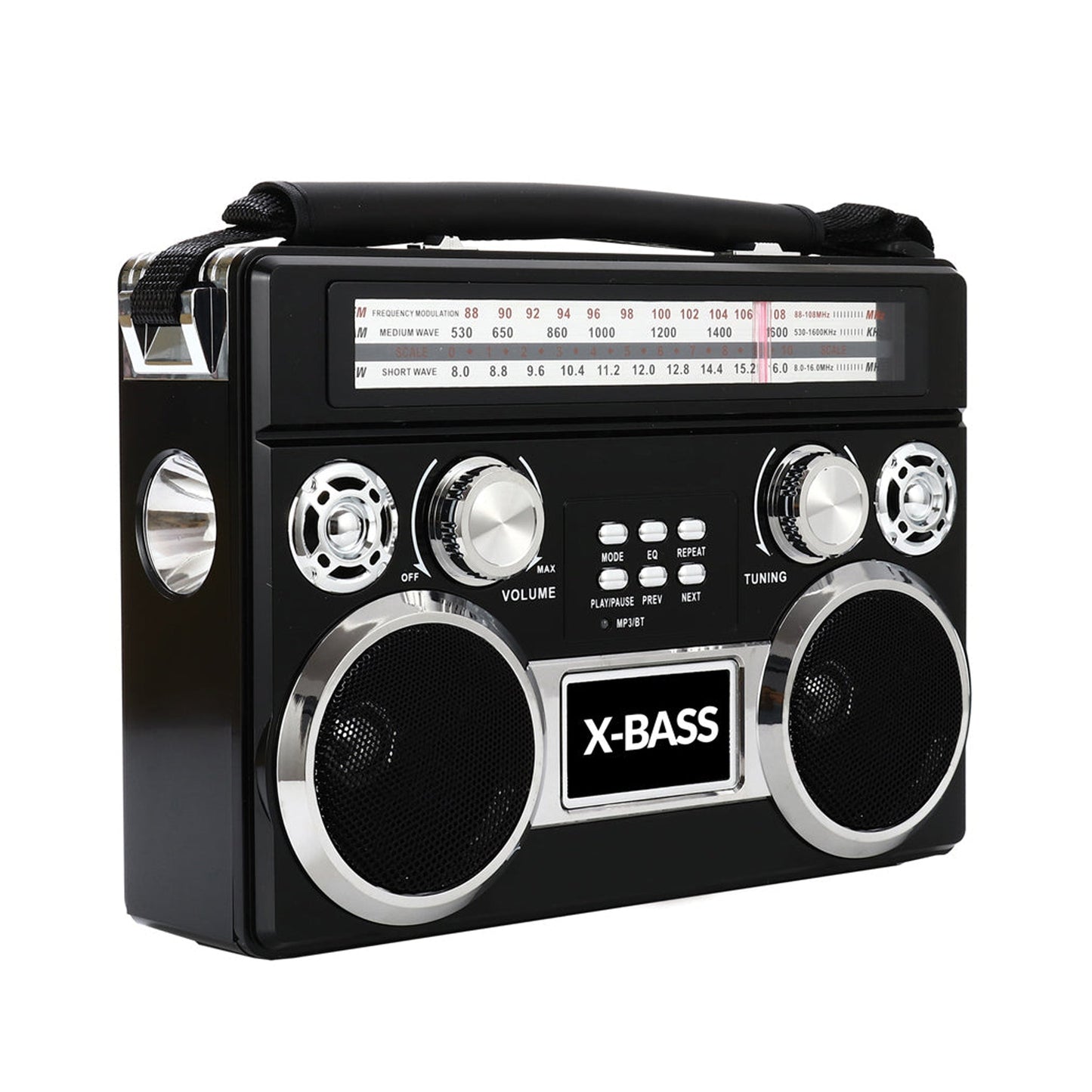 SuperSonic Retro Rechargeable 3 Band Radio With Bluetooth and Flashlight in Black LuxuryLifeWay Online Store