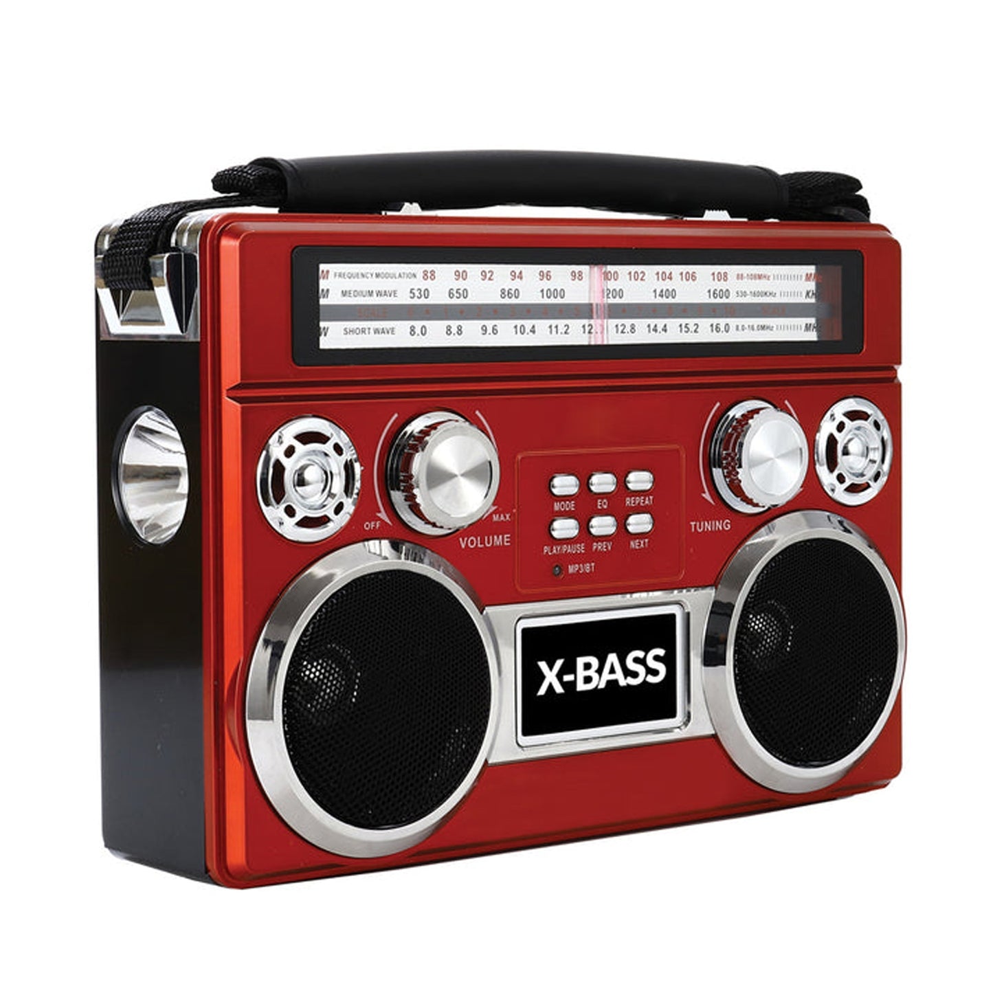SuperSonic Retro Rechargeable 3 Band Radio With Bluetooth and Flashlight in Red LuxuryLifeWay Online Store