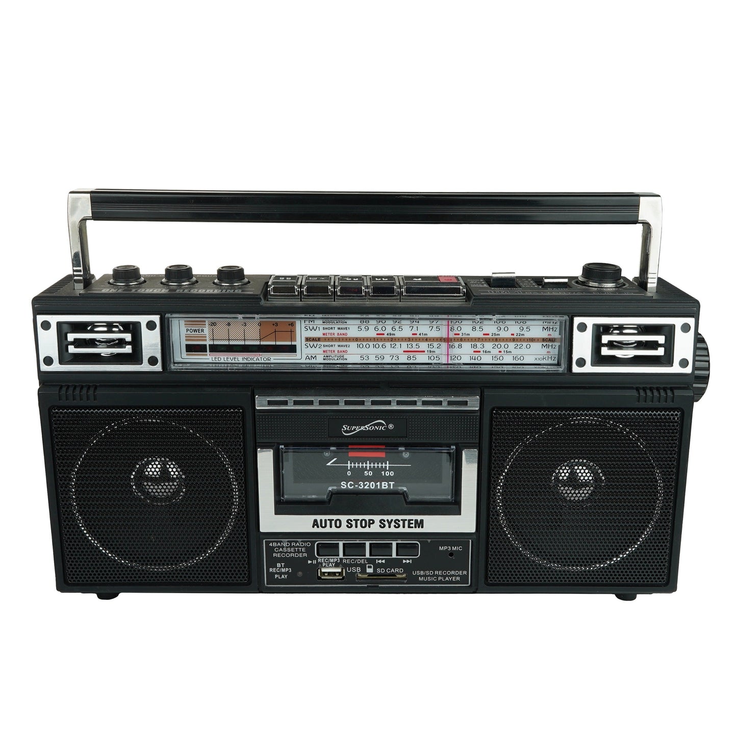 Super Sonic Retro 4 Band Radio Speaker & Cassette Player With Bluetooth in Black LuxuryLifeWay Online Store