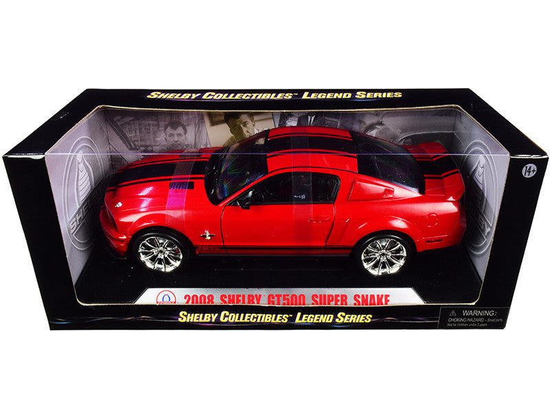 2008 Ford Shelby Mustang GT500 Super Snake Red with Black Stripes "Shelby Collectibles Legend" Series 1/18 Diecast Model Car by Shelby Collectibles LuxuryLifeWay Online Store