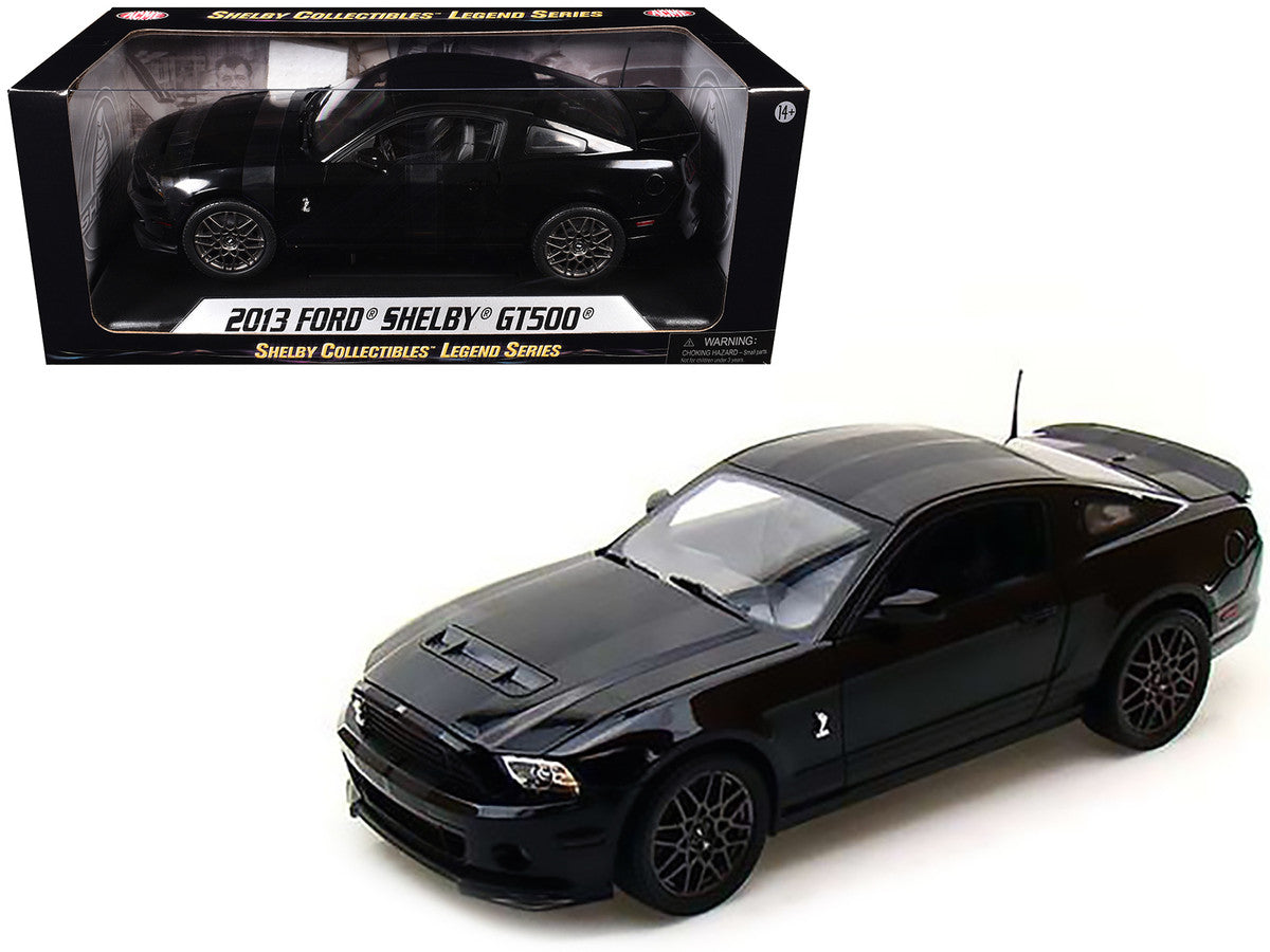 2013 Ford Shelby Mustang Cobra GT500 SVT Black with Black Stripes 1/18 Diecast Car Model by Shelby Collectibles LuxuryLifeWay Online Store