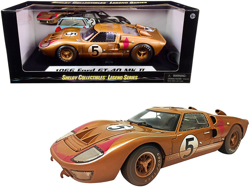 1966 Ford GT-40 MK II #5 Gold After Race (Dirty Version) 1/18 Diecast Model Car by Shelby Collectibles LuxuryLifeWay Online Store