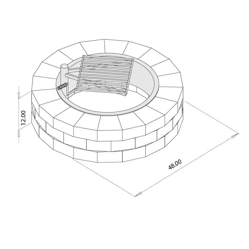 48-in Outdoor Round Concrete Block Stone Fire Pit Kit with Cooking Grill Grate LuxuryLifeWay Online Store