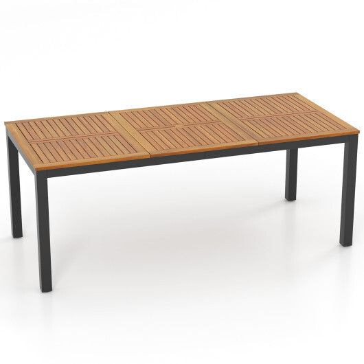 ?SMS ONLY?8-Person 79 Inch Outdoor Acacia Wood Patio Table with Umbrella Hole LuxuryLifeWay Online Store