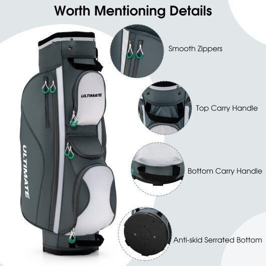 14 Dividers Golf Cart Bag with 7 Zippered Pocket LuxuryLifeWay Online Store
