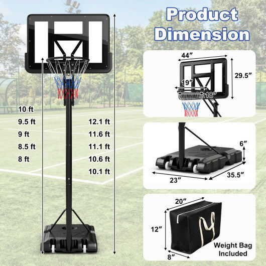 Portable Basketball Hoop with 4.6 to 10 Feet 10-Level Height Adjustable LuxuryLifeWay Online Store