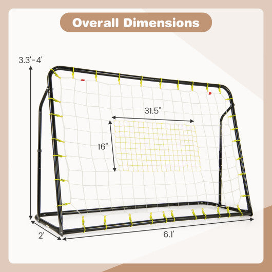 2-in-1 Kids Soccer Rebounder and Soccer Goal with Adjustable Height-Black LuxuryLifeWay Online Store