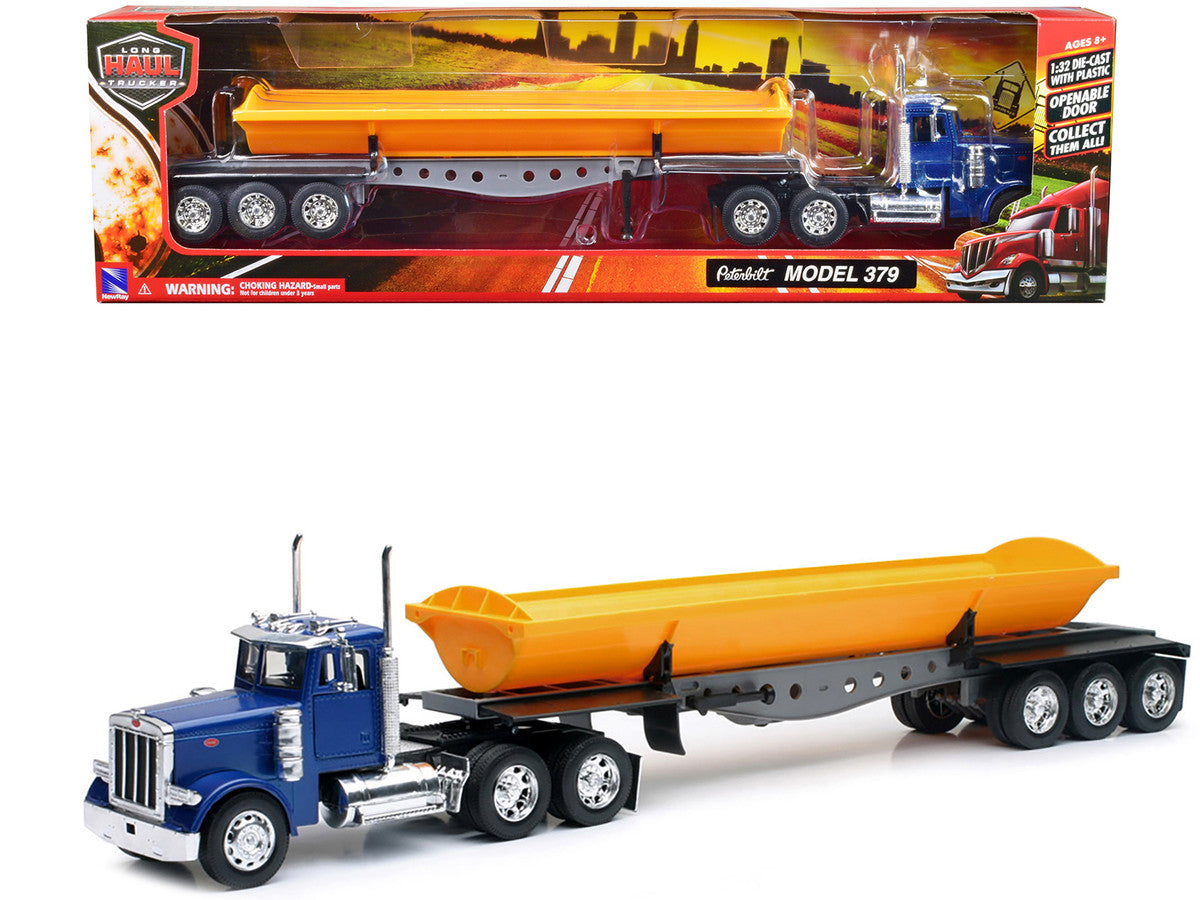 Peterbilt 379 Truck with Side Dump Blue and Yellow "Long Haul Truckers" Series 1/32 Diecast Model by New Ray LuxuryLifeWay Online Store