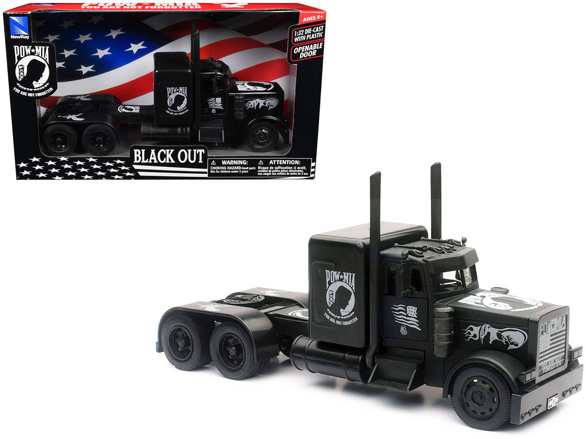 Peterbilt Custom Truck Black Out "POW-MIA You Are Not Forgotten" 1/32 Diecast Model by New Ray LuxuryLifeWay Online Store