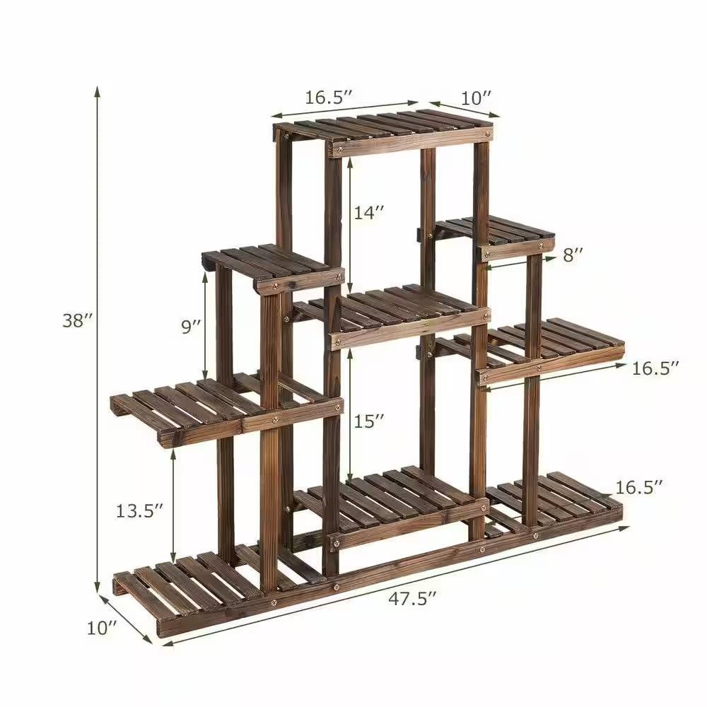 Modern Farmhouse 6-tier Wooden Bookcase Plant Stand Shelving Unit LuxuryLifeWay Online Store