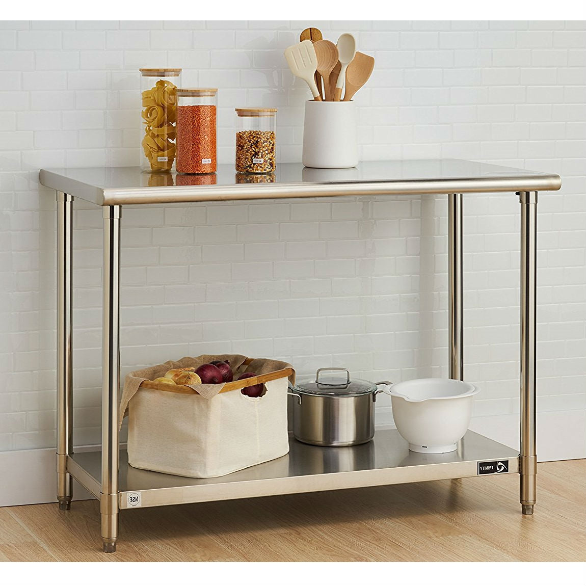 Stainless Steel Top Food Safe Prep Table Utility Work Bench with Bottom Shelf LuxuryLifeWay Online Store