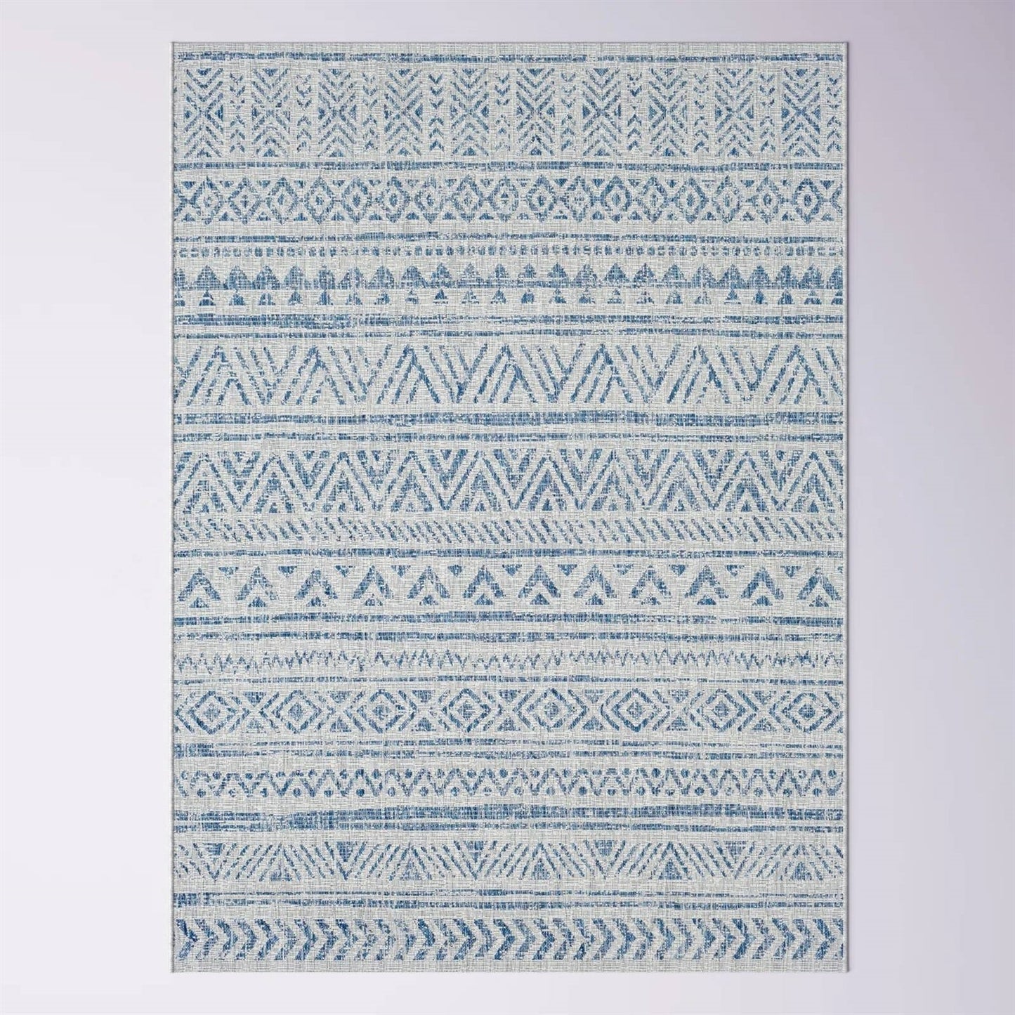 8 ft. x 10 ft. Blue Grey Chevron Coastal Boho Style Indoor Outdoor Area Rug LuxuryLifeWay Online Store