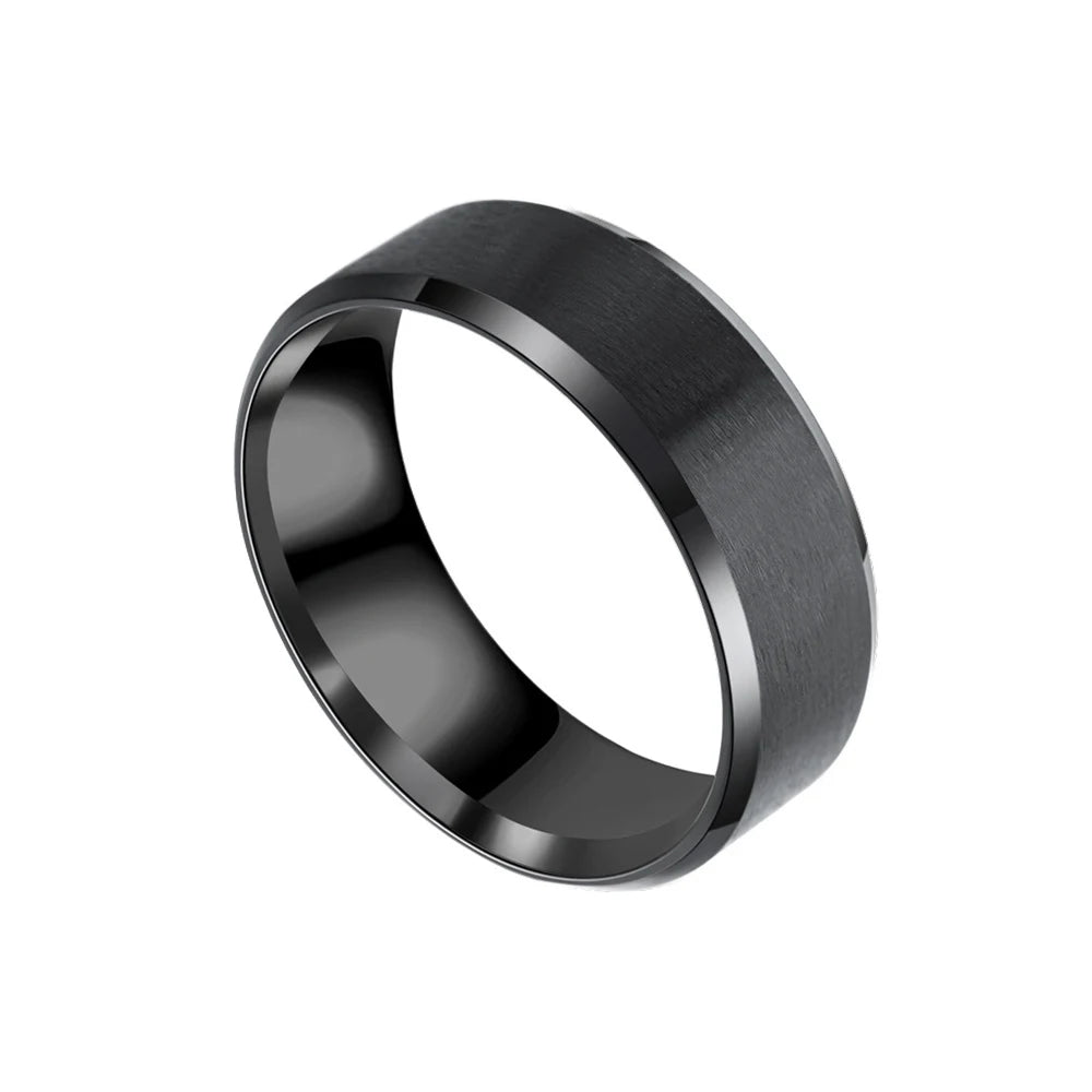 8mm Stainless Steel Men Rings Wholesale Black Groove Matte Wedding Engagement Party Gift Anniversary Rings For Women Jewelry Pi-Mart