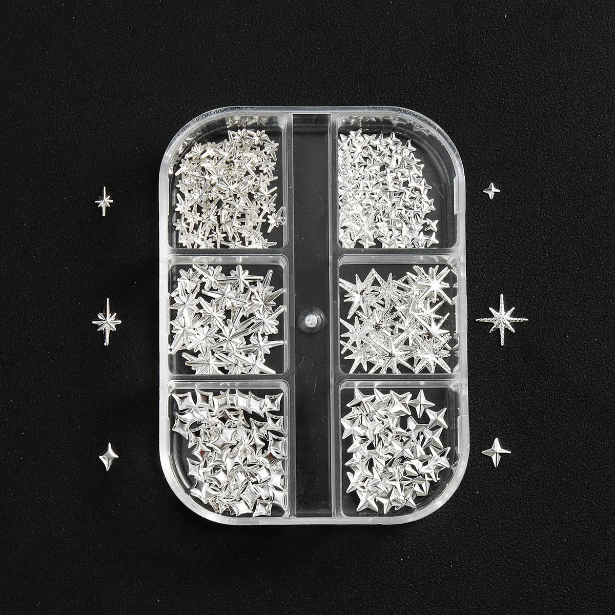 6/12Grids Gold Star Moon Metallic Rivet 3D Nail Charms Alloy Sun Moon Starlight Rhinestones Nail Studs For Nail Art Decoration Pi-Mart