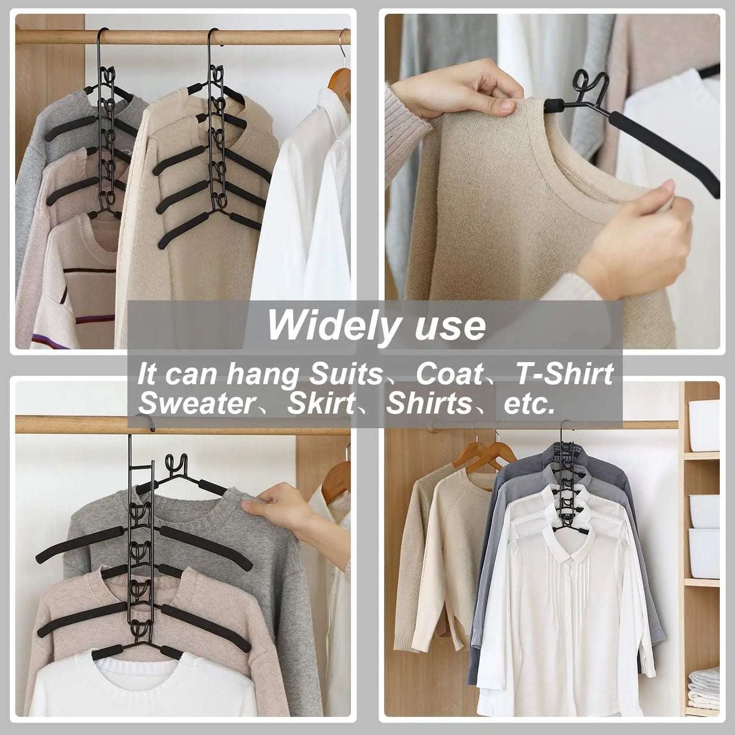 5pcs Multi-Tier Hanging Closet Hanger with Hooks Space-Saving Organizer for Closet Coats Shirts Dresses Jackets Hanging Storage LadyShow.Store