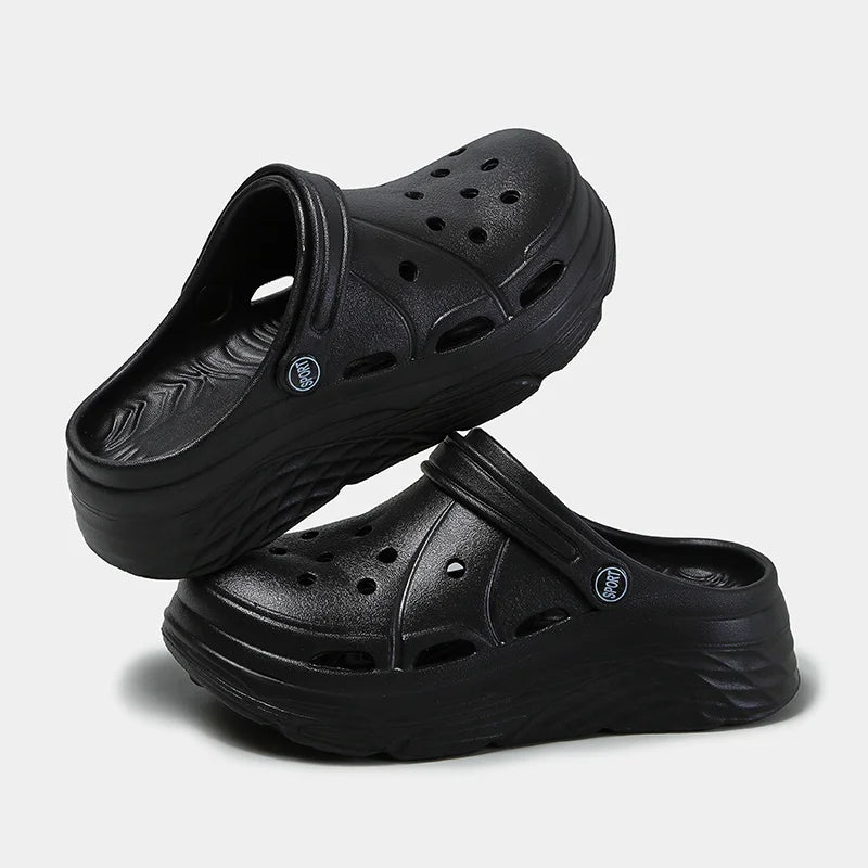 Women's Fashion Platform Sandals Summer 2025 Thick Sole Soft Eva Clogs Garden Shoes for Women Hollow Out Non Slip Beach Sandals Pi-Mart