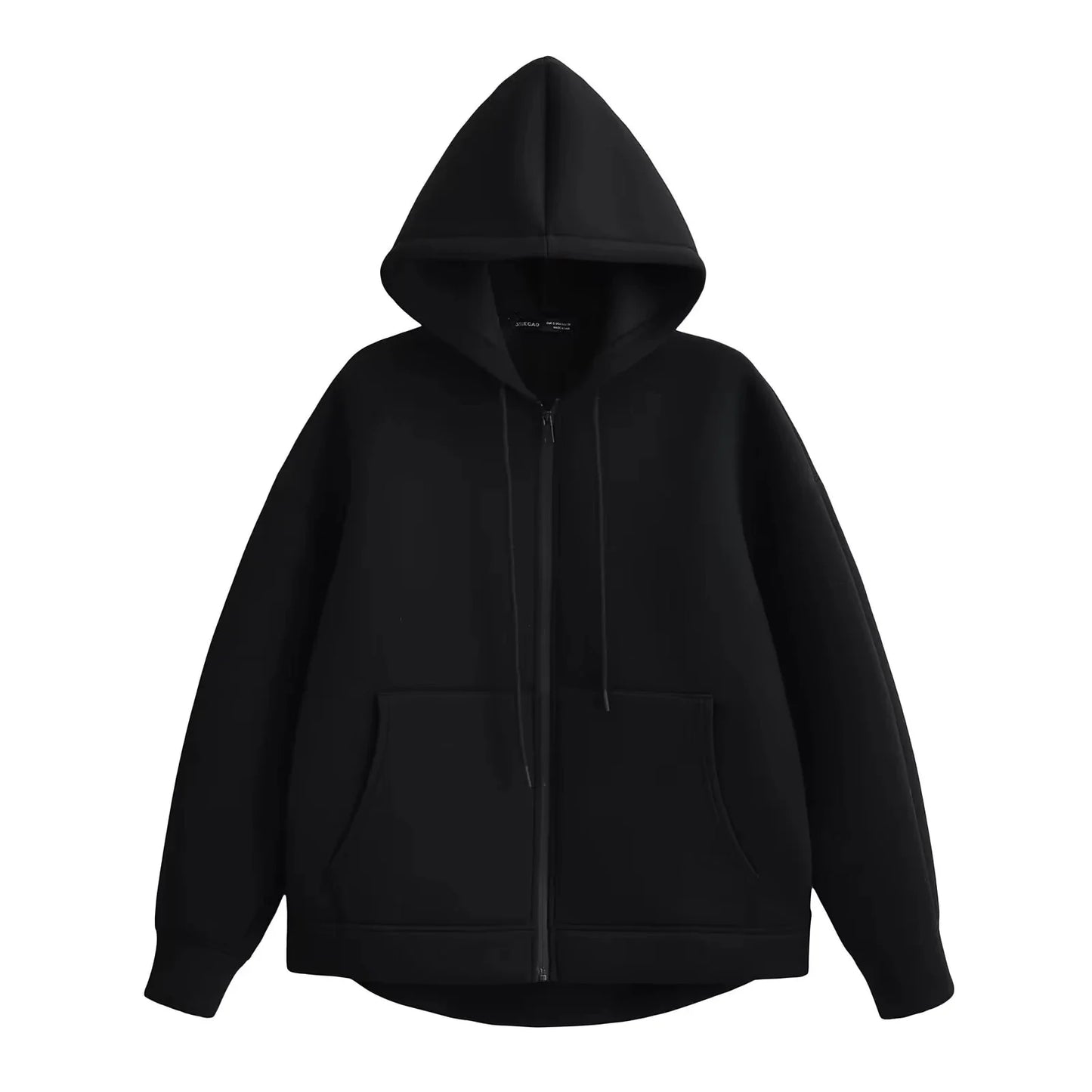 HH Autumn Women Casual Hooded Jacket Loose Oversize Zipper Hoodie Sweatshirts Solid Coat Office Lady Chic Outwear Tops LadyShow.Store