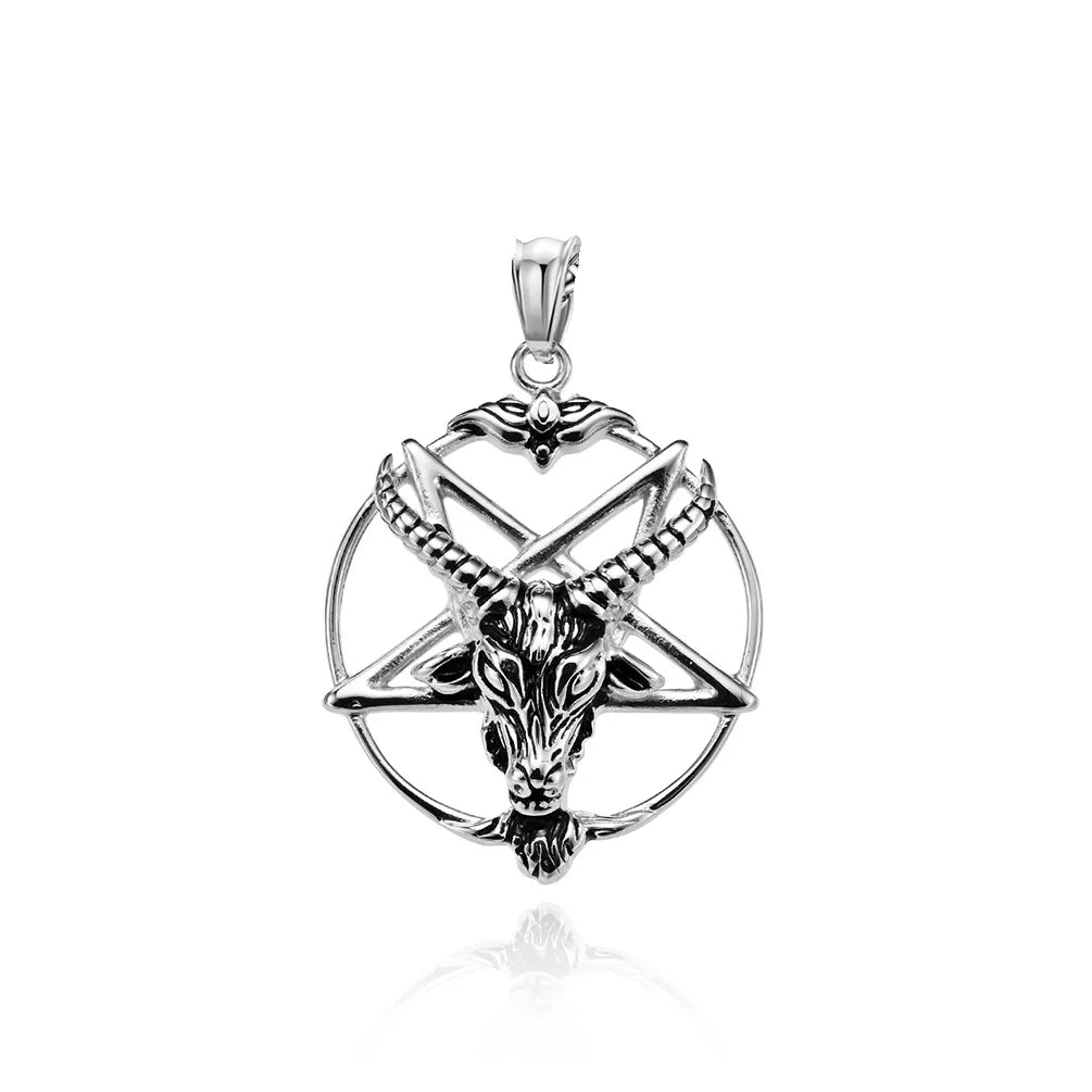 DARHSEN Men Stainless Steel Statement Pendant Necklace Baphomet Goat Satanic Satan Demon Devil Fashion Jewelry Pi-Mart