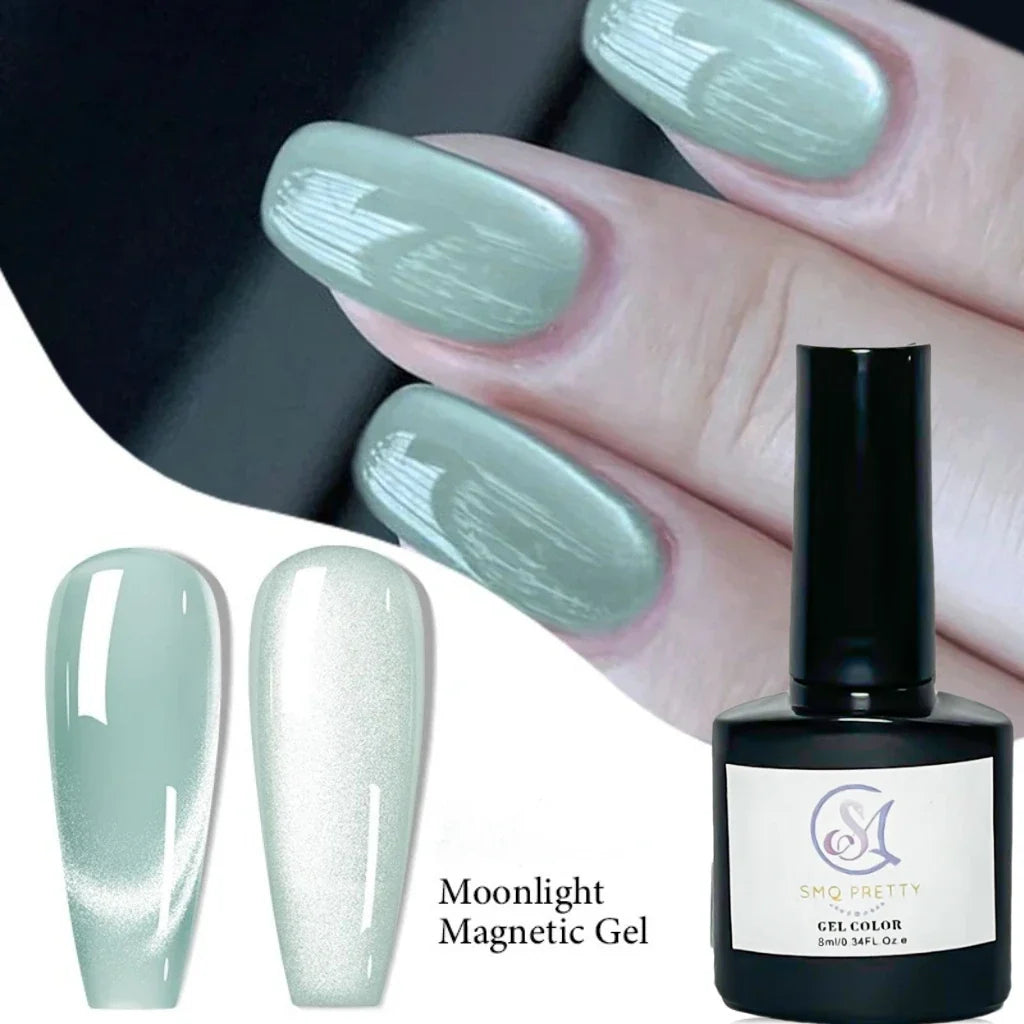 8ml Moonlight Cat Magnetic Nail Gel Polish Glitter Pink Silver Semi Permanent French Style Nail Art UV/LED Gel Varnish Tri Light Beauty