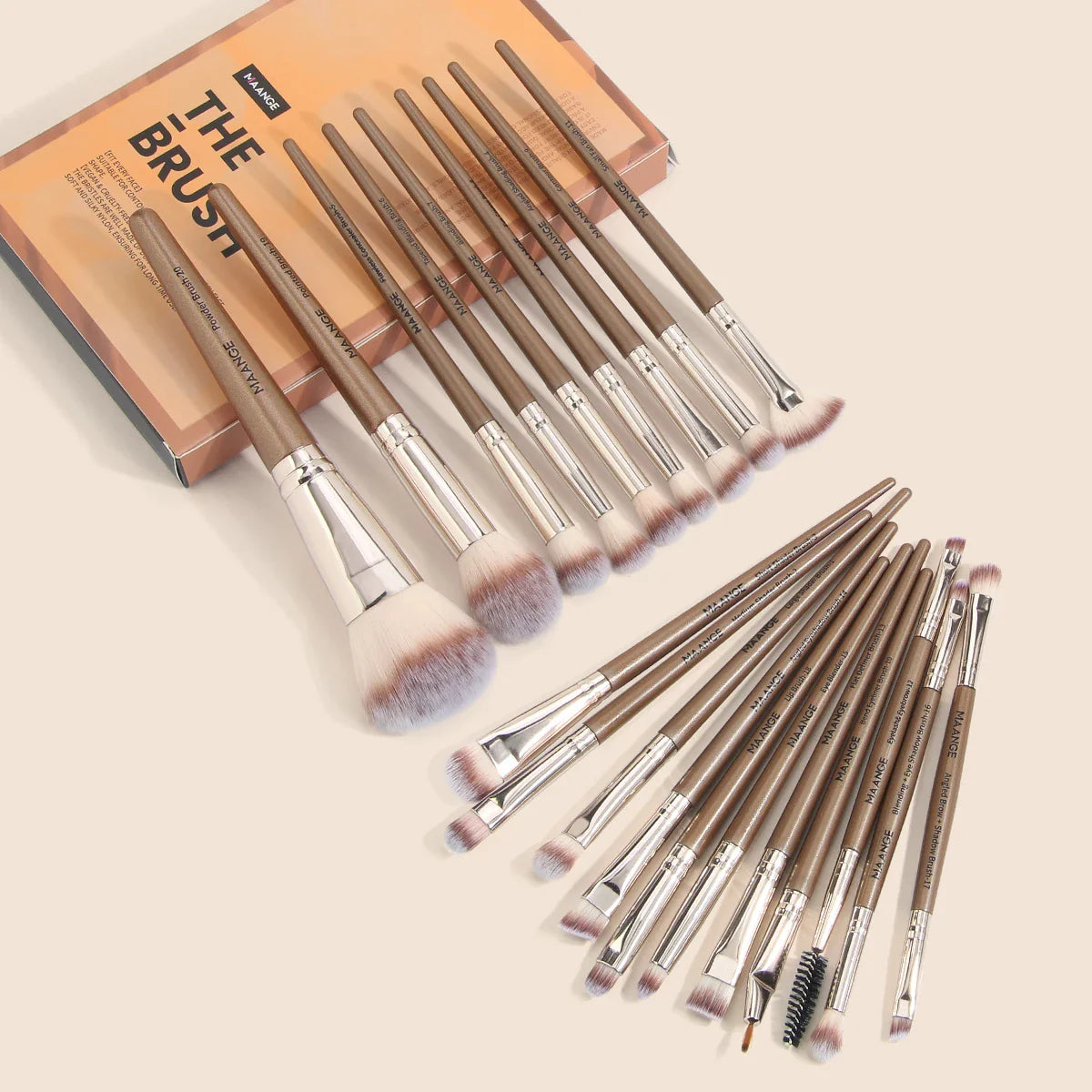 Maange 20Pcs Makeup Brushes with Box Professional Cosmetic Powder Eye Shadow Foundation Blush Blending Beauty Tool For Women Tri Light Beauty