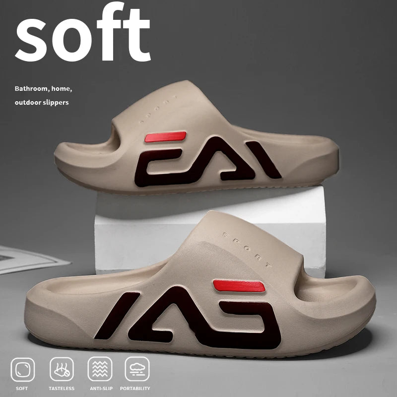 Extra-thick Sole Men Soft Air Cushion Casual Slippers EVA Sandals Fashion Flip Flops Outdoor Summer Seaside Beach Shoes Pi-Mart