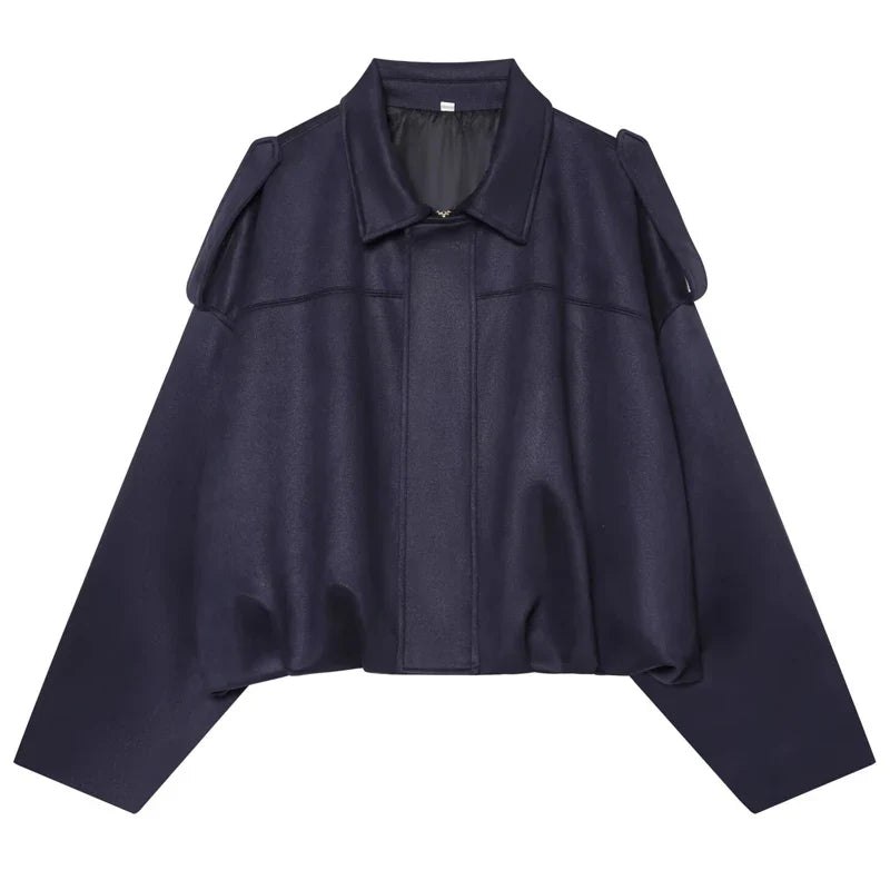 HXAO Suede Cropped Jacket Women's Bomber Jacket Oversized Batwing Sleeves Outerwears Lady Casual Loose Coat Street Style Jackets LadyShow.Store