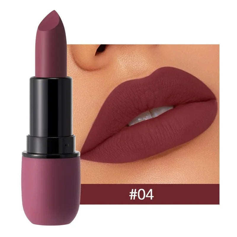 6-Color Matte Velvet Sexy Lipstick Waterproof Long-Lasting Nude Brown Lipstick Smooth High Pigment Profissional Lipgloss Makeup Pi-Mart