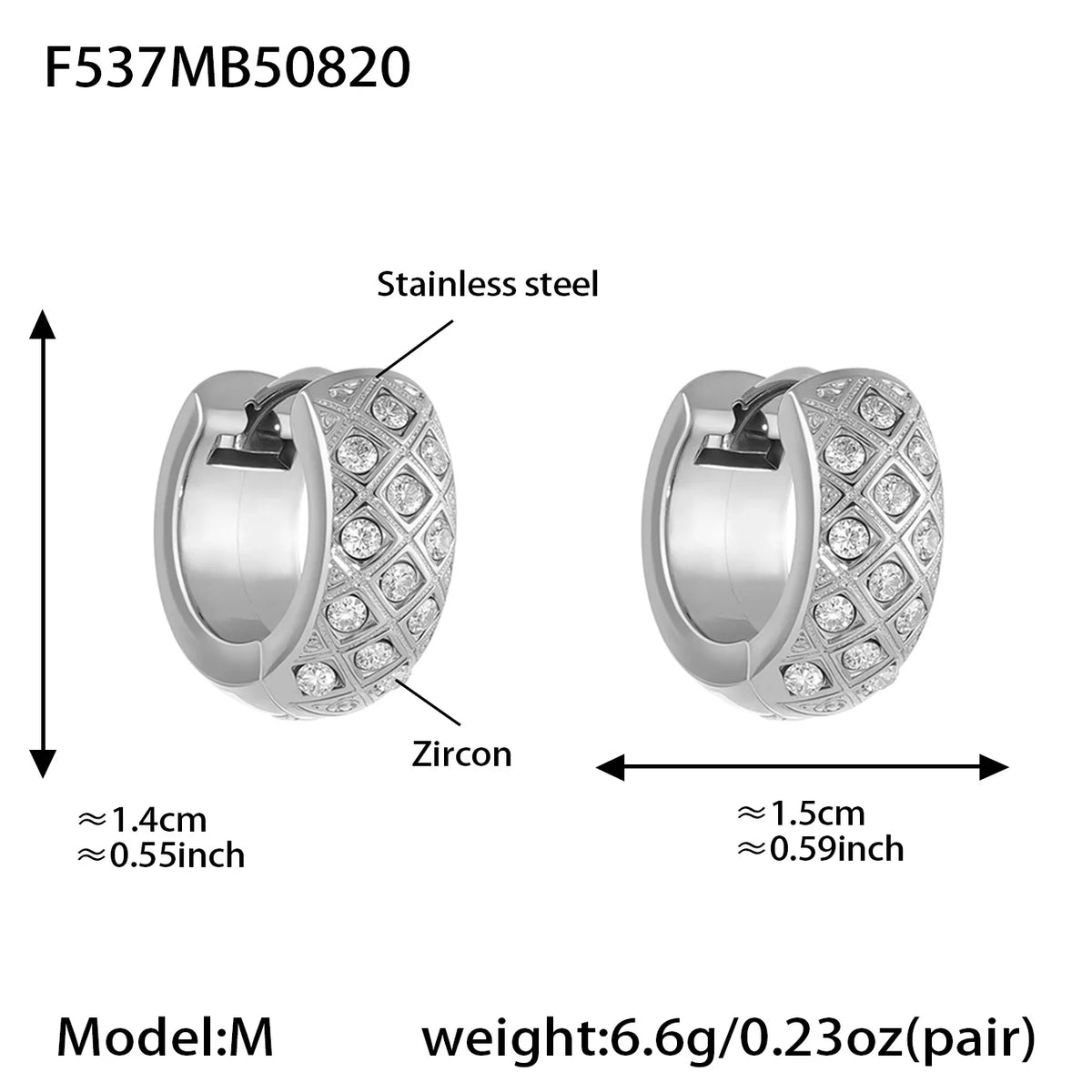 Liora Stainless Steel Zircon Women Hoop Earrings Metal Texture PVD Gold Plated Hypoallergenic Wedding Banquet Earrings Jewelry Pi-Mart