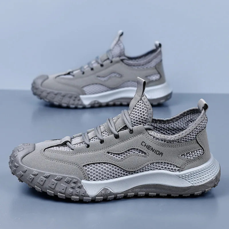 Oulylan Men's Summer Breathable Hollow Mesh Wading Shoes 2026 Outdoor Hiking Climbing Non-Slip Sport Sneakers Size 39-44 Pi-Mart