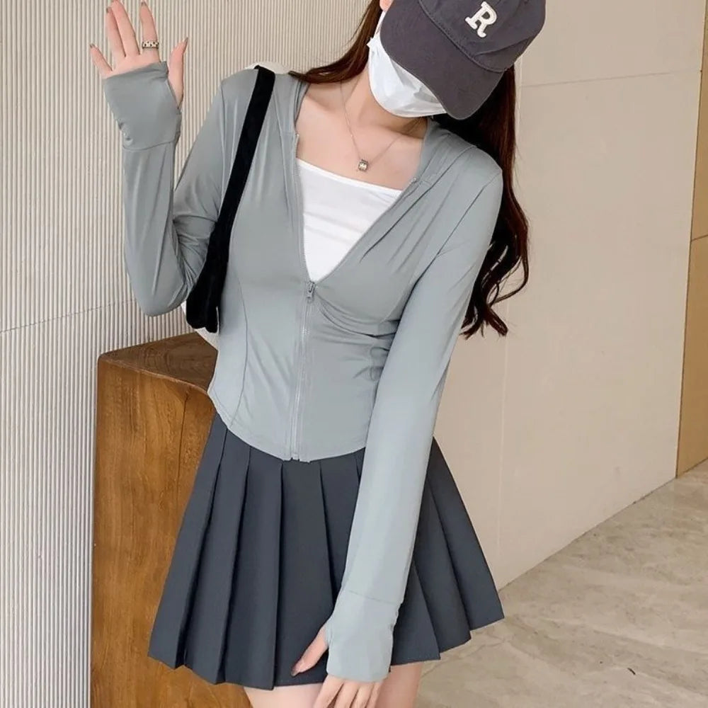 NEW Summer Women's Stand Collar Yoga Sun Protection Jacket, Anti-UV Slim Lightweight Sun Shirt for Outdoor Sports & Daily Wear LadyShow.Store