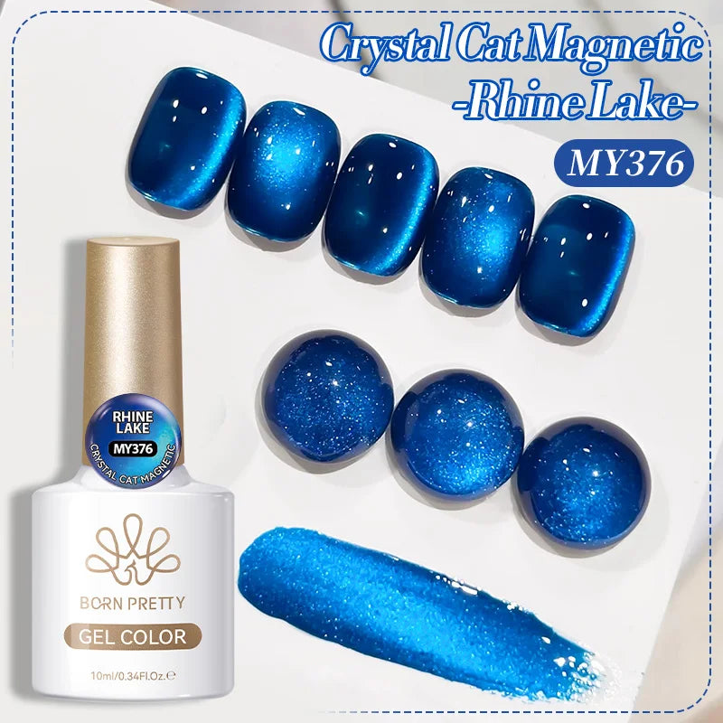 BORN PRETTY HEMA TPO FREE 10ml Rhine Lake Blue Cat Magnetic Gel Polish Semi Permanent Soak Off UV Gel Nail Art Varnish Manicure Tri Light Beauty