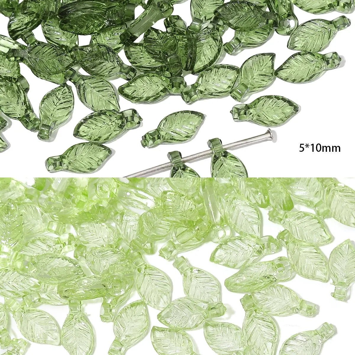 100pcs Acrylic Mini Small Tree Leaf Hand Beaded DIY Handmade Necklace Earrings Loose Bead Separated Bead Jewelry Accessory Mater Pi-Mart