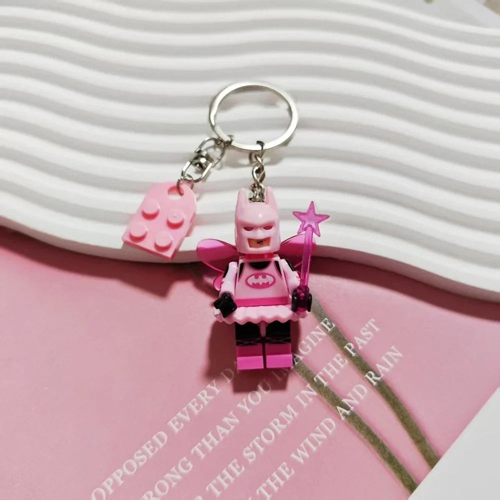 Beautiful Handmade 3D Fairy Star Pink Black Bat Keychain Y2k Heart Block Key Ring Backpack Pendant Couple Keychain Gifts Pi-Mart