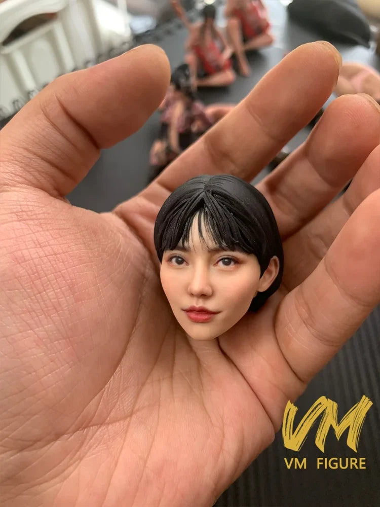 1/6 1/12 Super-realistic Woman Head Sculpture Beauty Head Painted Resin Model For 12" 6" Female Soldier Action Figure Body Doll Tri Light Beauty