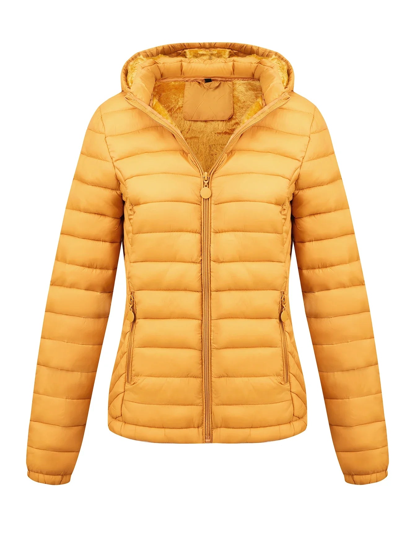 Women's Fashion Winter Padded Coat - Minimalist Hooded Puffer Jacket with Pockets for Fall/Winter LadyShow.Store