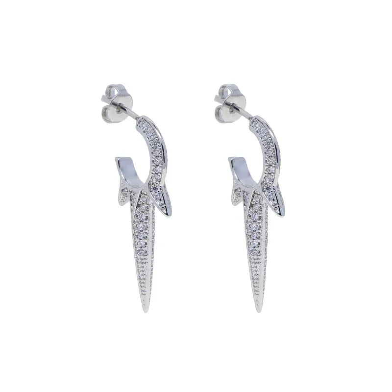 New European Fashion Women Jewelry Full Paved 5A CZ Sparking Bling Spike Geometric Earring Pi-Mart
