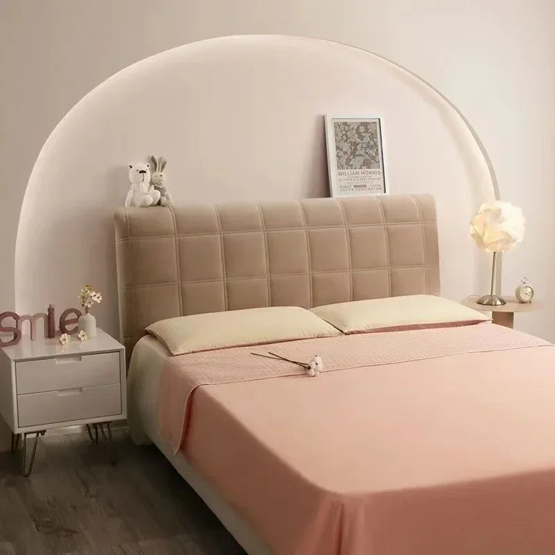 All-inclusive Super Soft Smooth Quilted Head Cover Thicken Velvet Headboard Cover Solid Color Bed Back Dust Protector Cover Pi-Mart