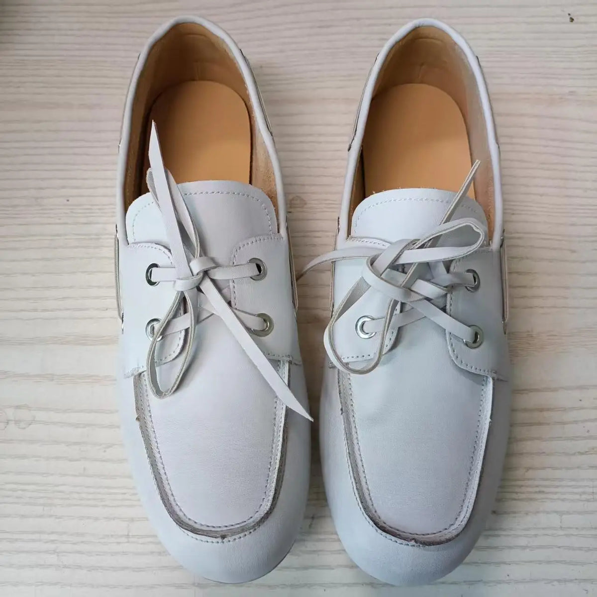 Leather Shoes for Women 2026 Spring and Autumn Sheepskin Worn Dirty Tied Soft Soled Loafer Shoes Retro One Foot Women's Shoe Pi-Mart
