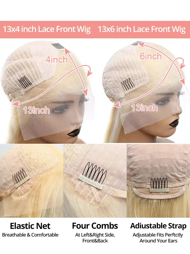 613 Hd Lace Frontal Wig 13x6 Blonde Human Hair Wigs 250 Density Body Wave Lace Front Wigs Colored Human Hair Pre Plucked 40 Inch LadyShow.Store