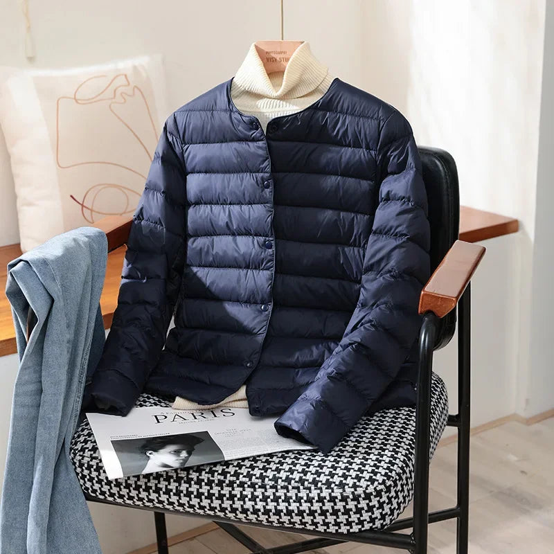 2026 New Arrivals Autumn Winter Warm Women White Duck Down Slim Jackets Female Fashion Ultra Lightweight Packable Puffer Coats LadyShow.Store