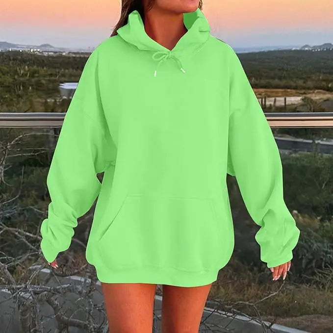 Women's Hoodies Pullover Spring Autumn Casual Hoodie 2026 Sweatshirts Solid Color Hoodies Oversize Black Sweatshirt Women Top LadyShow.Store