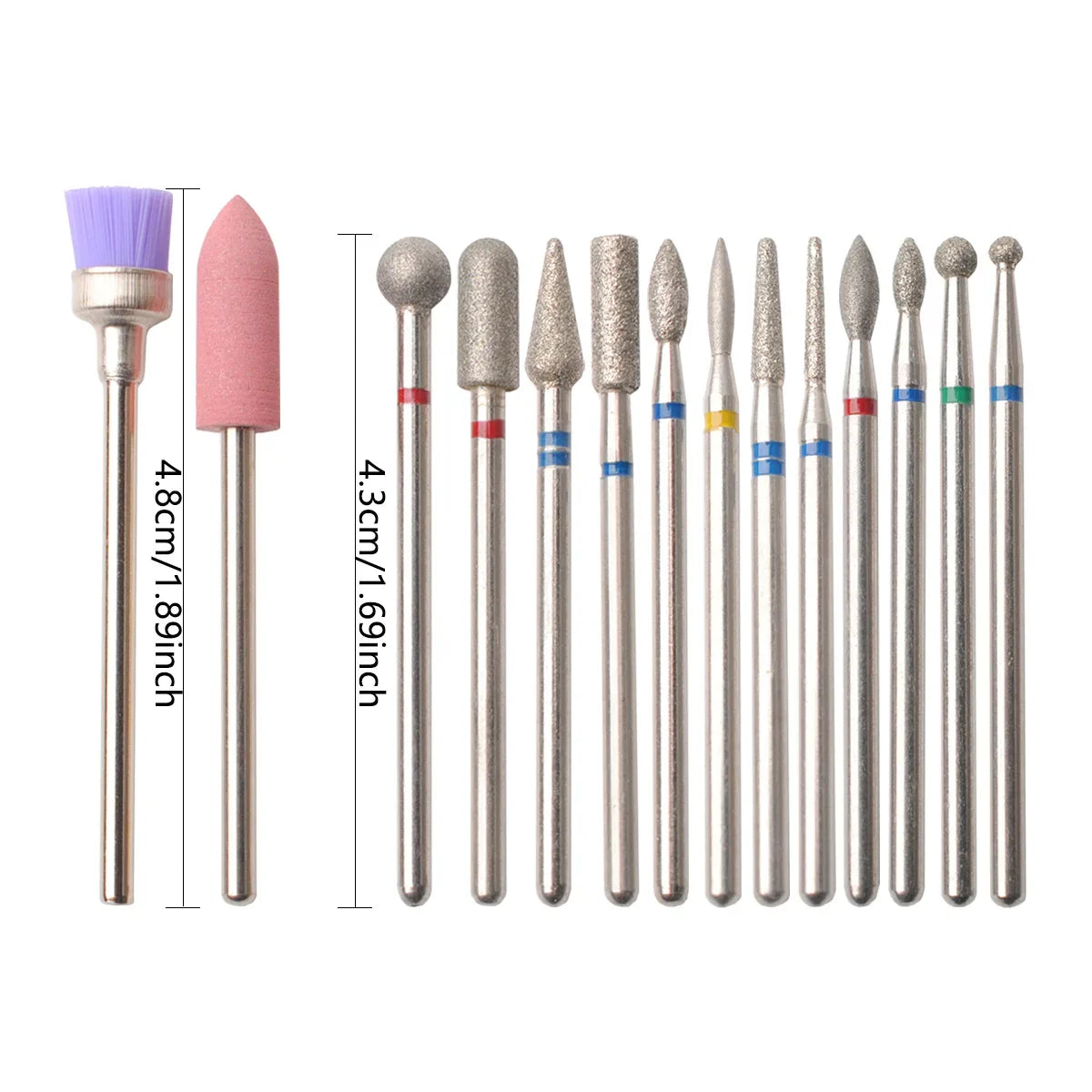 14pcs/set Nail Drill Machine Bit Nail Gel Removal Polishing Tools Pedicure Manicure Rotary Grinding Buffer Polisher Tri Light Beauty