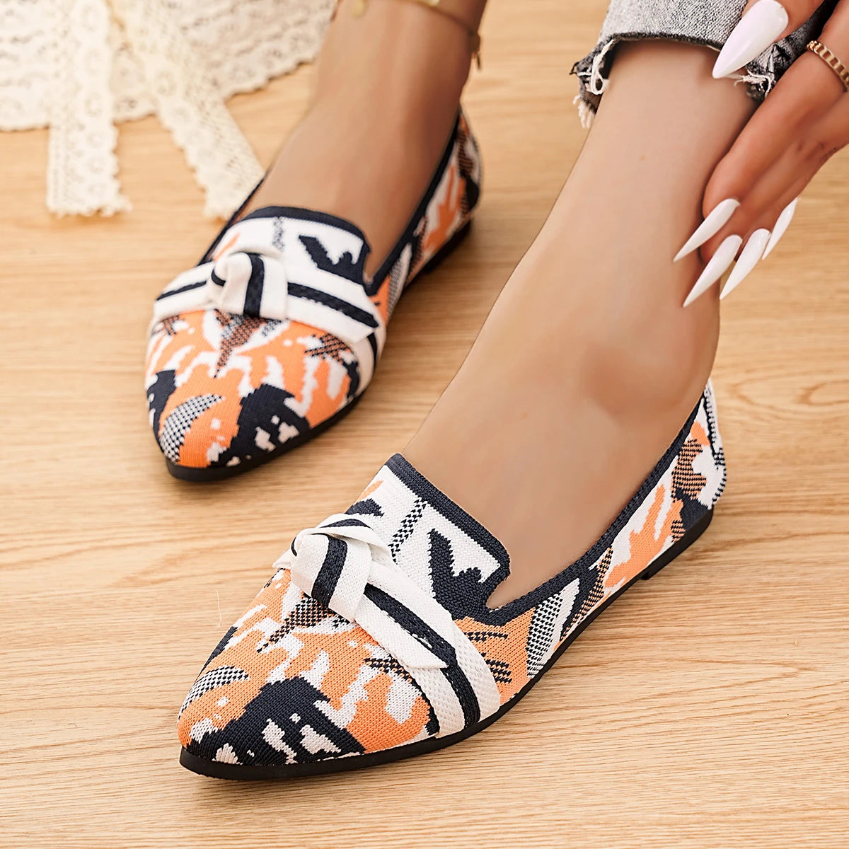 New Women's Loafers Ballet Flat Shoes Spring/autumn Fashion Pointed Toe Casual Low Heeled Women's Flat Shoes Size 36-43 Pi-Mart